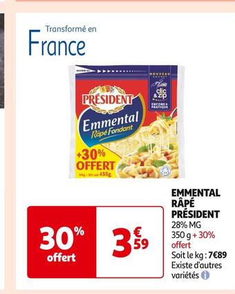 Auchan Supermarché Président emmental râpé offre