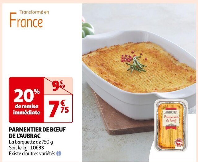 Auchan Supermarché Maison tino parmentier de bœuf de l'aubrac offre