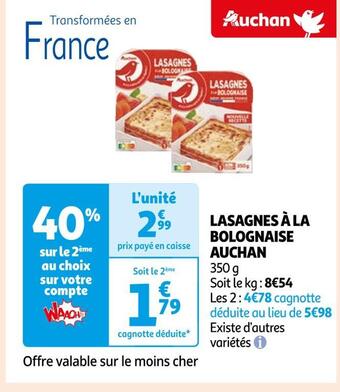 Auchan Auchan lasagnes à la bolognaise offre