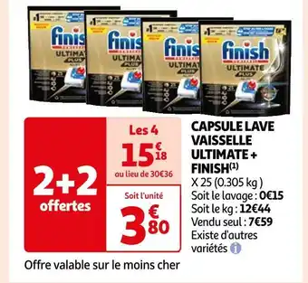 Auchan Finish capsule lave vaisselle ultimate + offre