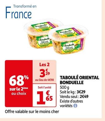 Auchan Bonduelle taboulé oriental offre