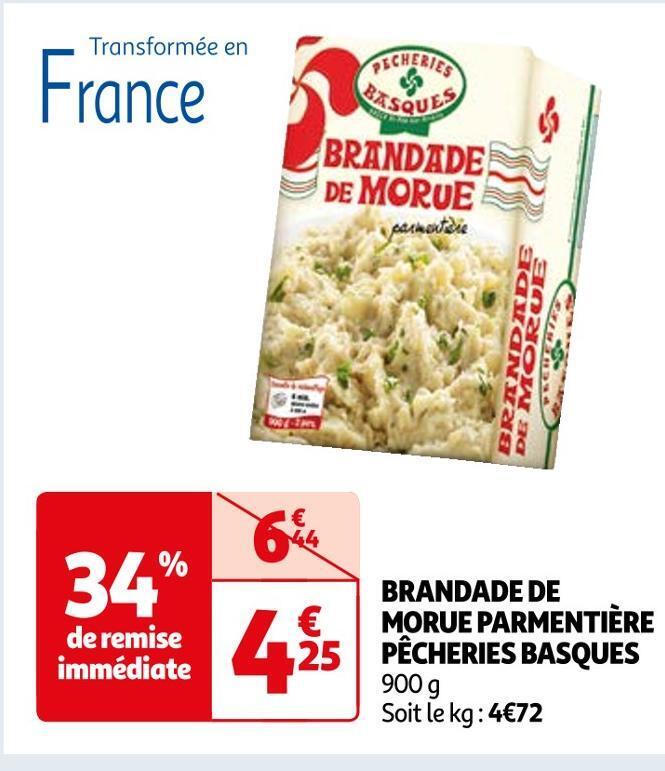 Auchan Pêcheries basques brandade de morue parmentière offre