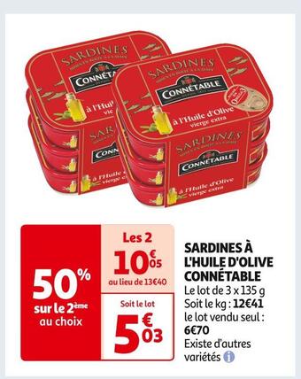 Auchan Supermarché Connétable sardines à l'huile d'olive offre