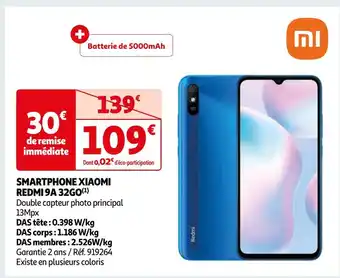 Auchan Xiaomi smartphone redmi 9a 32go offre