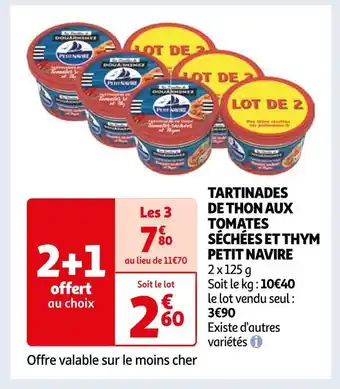 Auchan Petit navire tartinades de thon aux tomates séchées et thym offre