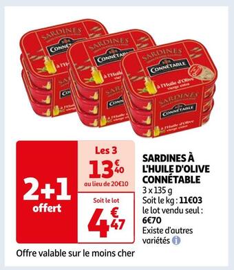 Auchan Connétable sardines à l'huile d'olive offre