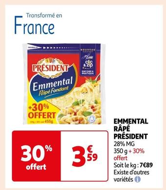 Auchan Président emmental râpé offre