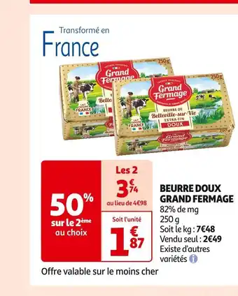 Auchan Supermarché Grand fermage beurre doux offre