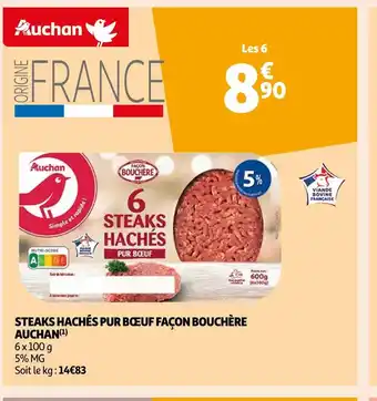 Auchan Auchan steaks hachés pur bœuf façon bouchère offre