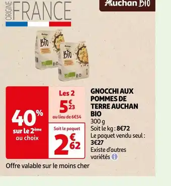 Auchan Auchan bio gnocchi aux pommes de terre offre