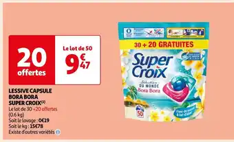 Auchan Super croix lessive capsule bora bora offre