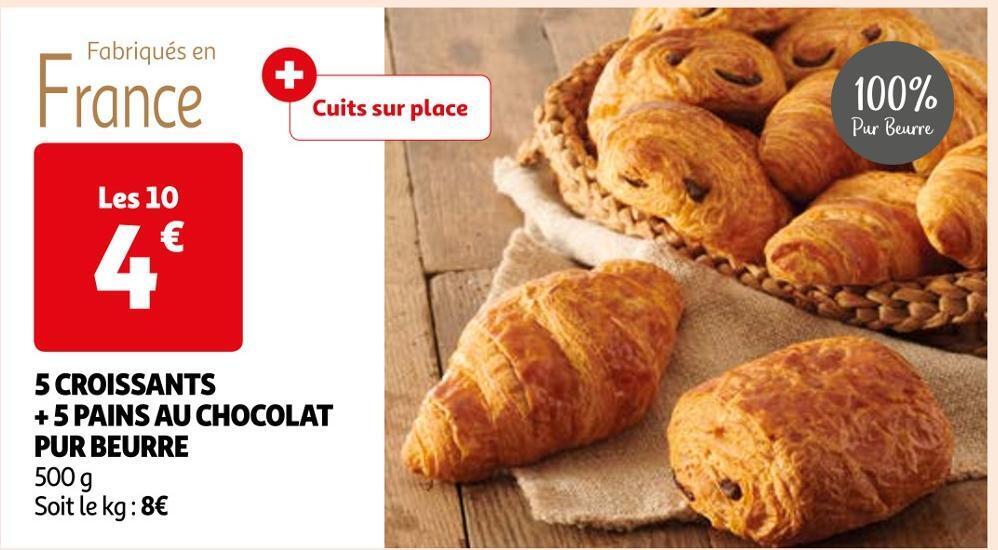 Auchan 5 croissants + 5 pains au chocolat pur beurre offre