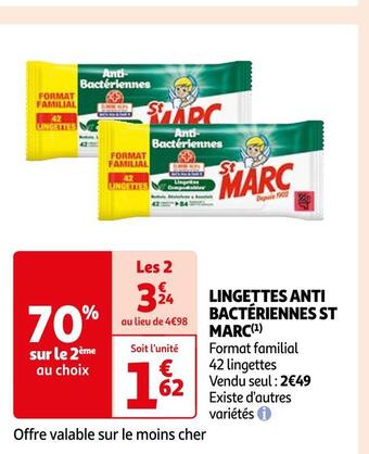 Auchan St marc lingettes anti bactériennes offre