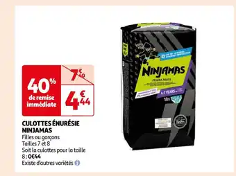 Ninjamas culottes énurésie