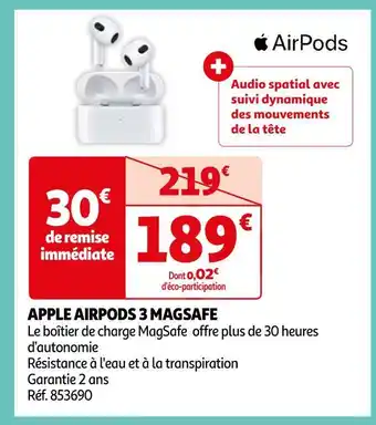 Auchan Apple apple airpods 3 magsafe offre