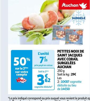 Auchan Auchan petites noix de saint jacques avec corail surgelées offre
