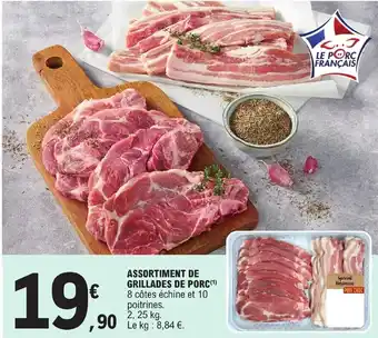 E.Leclerc ASSORTIMENT DE GRILLADES DE PORC (¹) 8 côtes échine et 10 offre