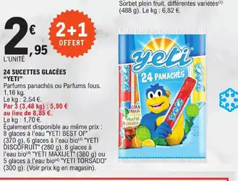 E.Leclerc 24 SUCETTES GLACÉES "YETI" offre