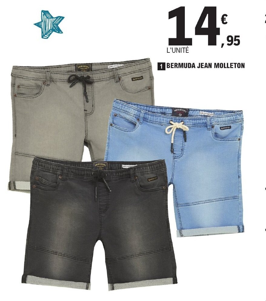 E.Leclerc BERMUDA JEAN MOLLETON offre