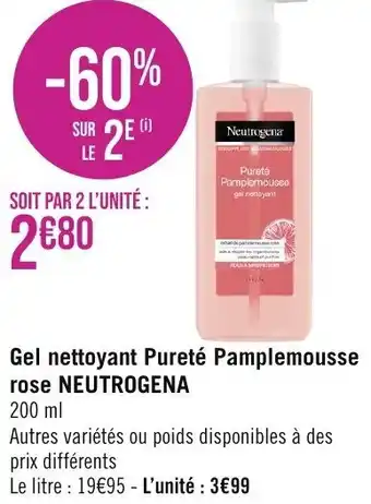 Géant Casino Gel nettoyant Pureté Pamplemousse rose NEUTROGENA offre