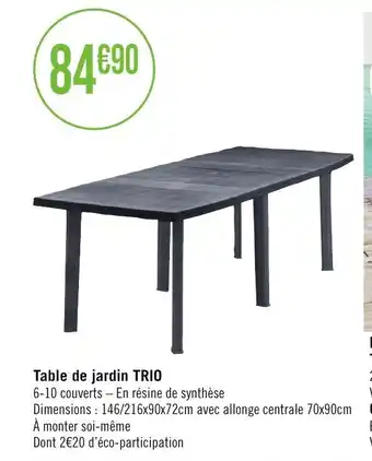 Géant Casino Table de jardin TRIO offre