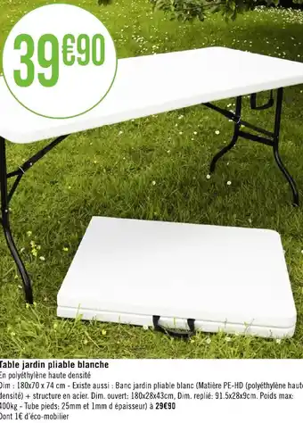 Géant Casino Table jardin pliable blanche offre