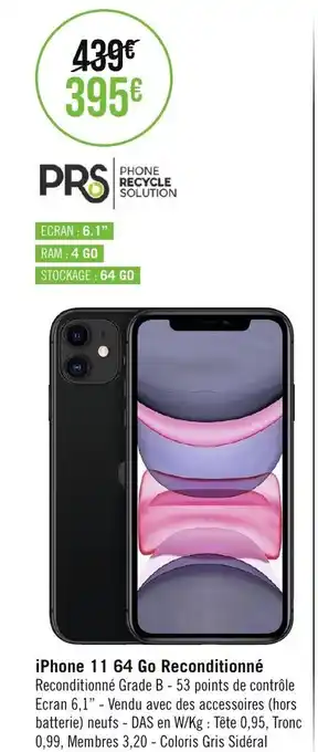 Géant Casino iPhone 11 64 Go Reconditionné offre