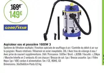 Géant Casino Aspirateur eau et poussière 1600W 3 offre