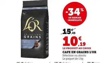 Super U CAFE EN GRAINS L'OR offre