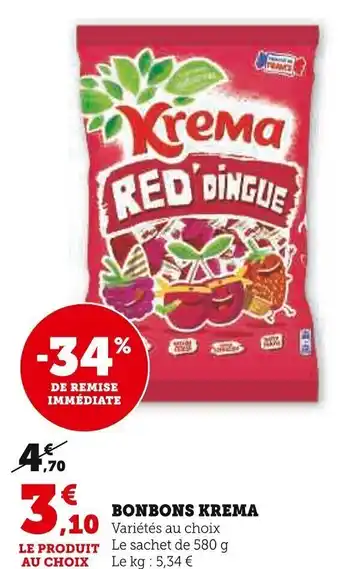 Super U BONBONS KREMA offre