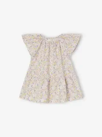 Robe fleurie bebe manches papillon - ecru