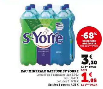 Super U EAU MINERALE GAZEUSE ST YORRE SOIT Le pack de 6 bouteilles (soit 6,9 L) offre