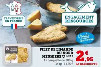 Super U FILET DE LIMANDE DU NORD MEUNIERE U (1)*** offre
