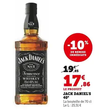 Super U JACK DANIEL'S 40° offre