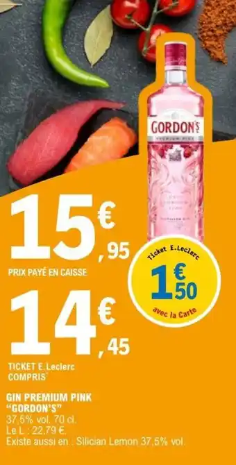 E.Leclerc GIN PREMIUM PINK "GORDON'S" offre