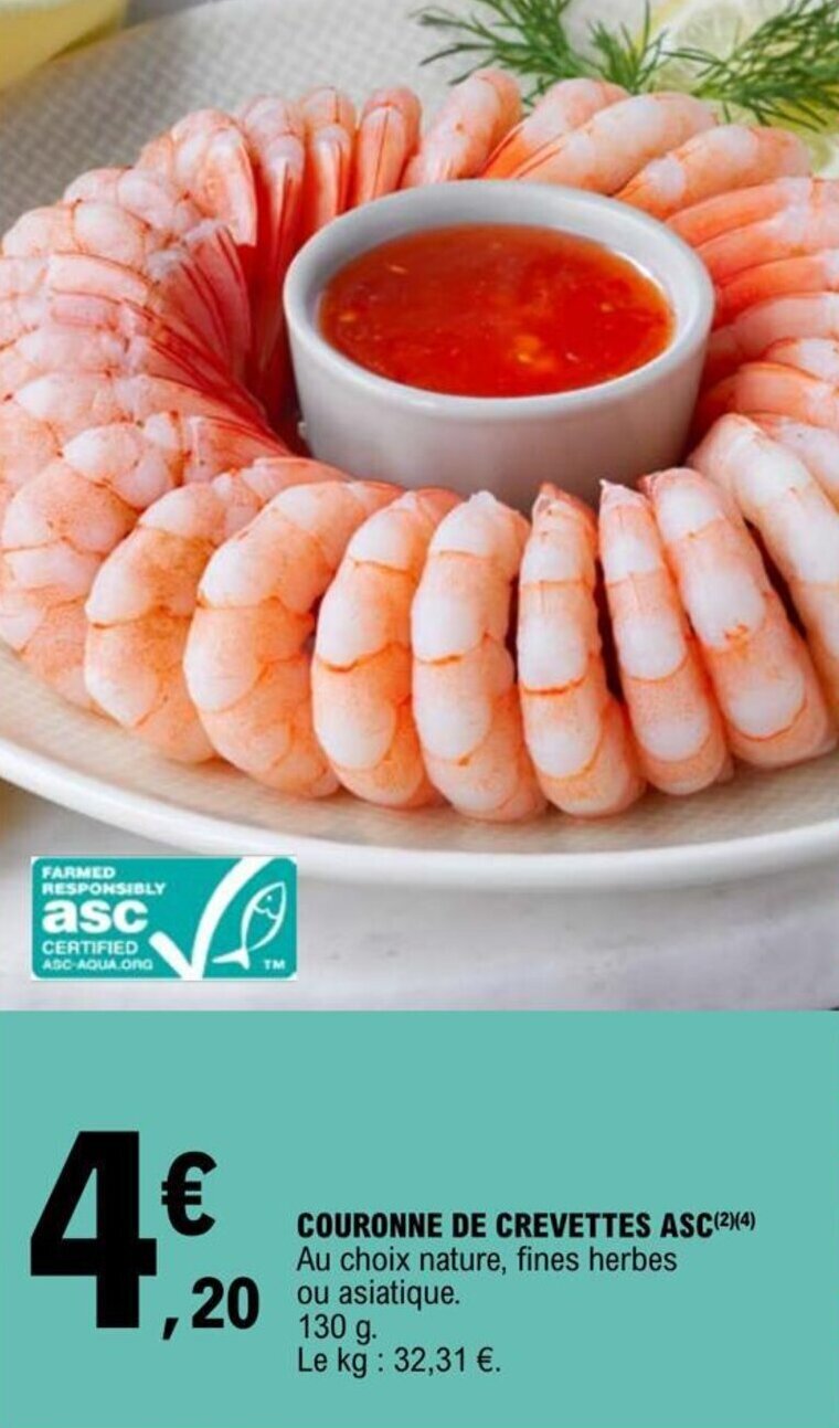 E.Leclerc COURONNE DE CREVETTES ASC(²)(4) offre