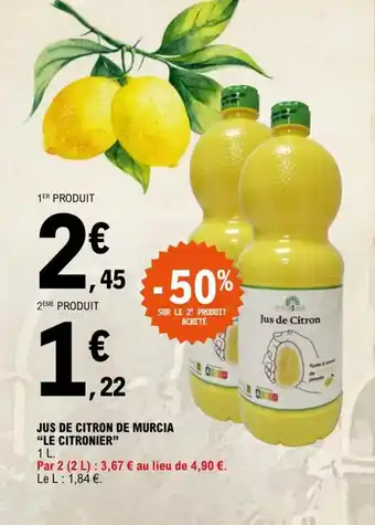 E.Leclerc JUS DE CITRON DE MURCIA "LE CITRONIER" offre