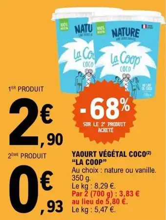 E.Leclerc YAOURT VÉGÉTAL COCO(²) "LA COOP" offre