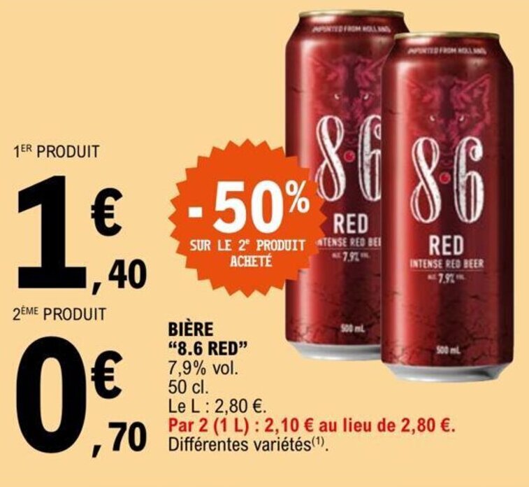 E.Leclerc BIÈRE "8.6 RED" offre