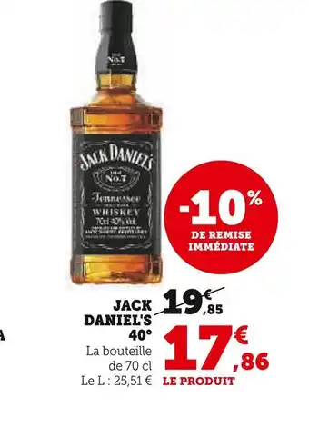U Express Jack daniel's jack daniel's 40° offre