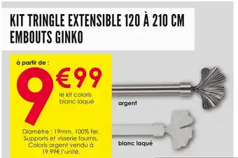 Décor Discount Kit tringle extensible 120 à 210 cm embouts ginko offre