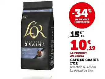 Super U L'or cafe en grains offre