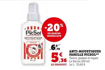 Super U Picsol anti-moustiques famille * offre