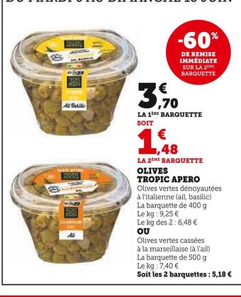 Super U Apero olives tropic offre