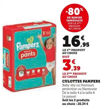 Super U Pampers culottes pampers offre