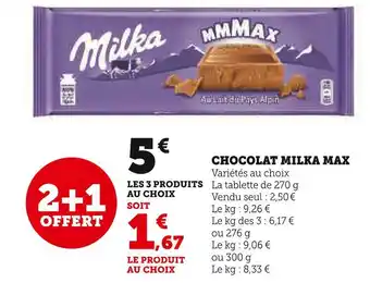 Super U Milka chocolat max offre
