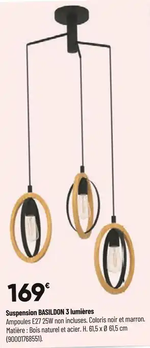 Bricorama Suspension basildon 3 lumières offre