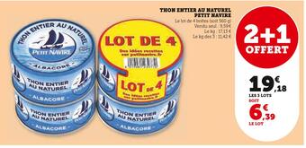 U Express Petit navire thon entier au naturel offre