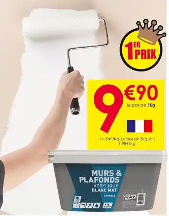 Décor Discount Peinture murs et plafonds blanc mat 5kg offre