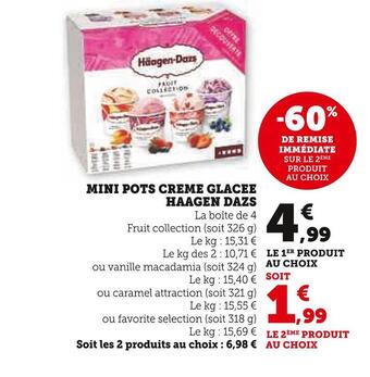 Super U Haagen dazs mini pots creme glacee offre